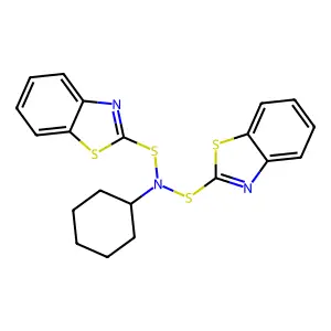N-(Benzothiazol-2-ylthio)-N-cyclohexylbenzothiazole-2-sulphenamide structure