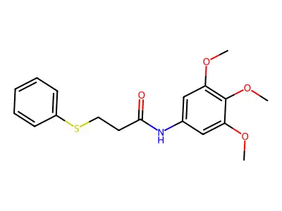 3-phenylsulfanyl-N-(3,4,5-trimethoxyphenyl)propanamide structure
