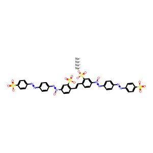 tetrasodium;5-[oxido-[4-[(4-sulfonatophenyl)diazenyl]phenyl]iminoazaniumyl]-2-[2-[4-[oxido-[4-[(4-sulfonatophenyl)diazenyl]phenyl]iminoazaniumyl]-2-sulfonatophenyl]ethenyl]benzenesulfonate structure