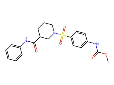 (1-{[4-(methoxycarbonylamino)phenyl]sulfonyl}(3-piperidyl))-N-benzamide structure