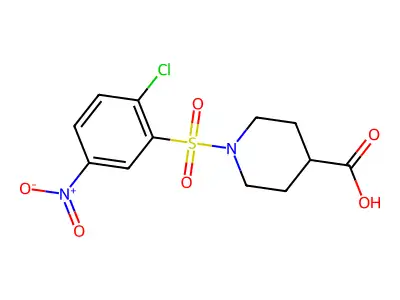 1-(2-Chloro-5-nitrobenzenesulfonyl)piperidine-4-carboxylic acid structure