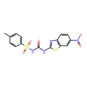 4-methyl-N-((6-nitrobenzo[d]thiazol-2-yl)carbamoyl)benzenesulfonamide structure
