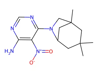5-Nitro-6-{1,3,3-trimethyl-6-azabicyclo[3.2.1]octan-6-YL}pyrimidin-4-amine structure