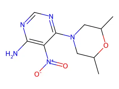 6-(2,6-Dimethylmorpholin-4-yl)-5-nitropyrimidin-4-amine structure