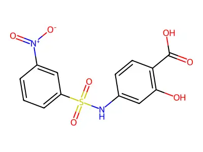 2-Hydroxy-4-(3-nitrobenzenesulfonamido)benzoic acid structure