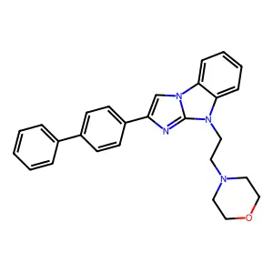 2-(biphenyl-4-yl)-9-[2-(morpholin-4-yl)ethyl]-9H-imidazo[1,2-a]benzimidazole structure