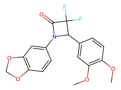 1-(1,3-Dioxaindan-5-yl)-4-(3,4-dimethoxyphenyl)-3,3-difluoroazetidin-2-one structure