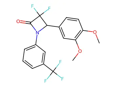 4-(3,4-Dimethoxyphenyl)-3,3-difluoro-1-[3-(trifluoromethyl)phenyl]azetidin-2-one structure