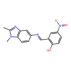 2-{(E)-[(1,2-dimethyl-1H-benzimidazol-5-yl)imino]methyl}-4-nitrophenol structure