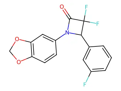 1-(1,3-Benzodioxol-5-yl)-3,3-difluoro-4-(3-fluorophenyl)azetidin-2-one structure