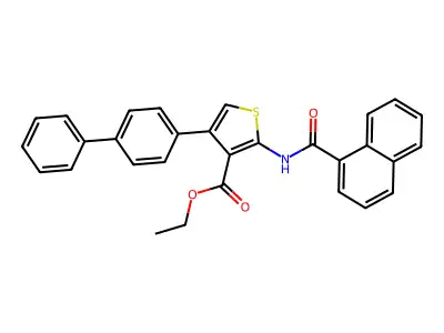 Ethyl 2-(naphthalene-1-carbonylamino)-4-(4-phenylphenyl)thiophene-3-carboxylate structure
