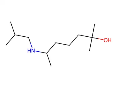 2-Methyl-6-(2-methylpropylamino)heptan-2-ol structure