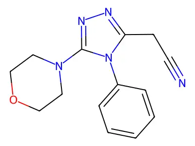 2-[5-(morpholin-4-yl)-4-phenyl-4H-1,2,4-triazol-3-yl]acetonitrile structure
