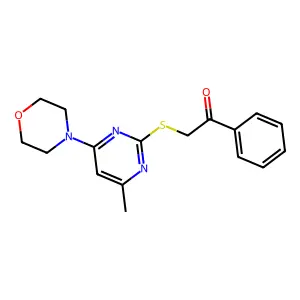 2-((4-Methyl-6-morpholinopyrimidin-2-yl)thio)-1-phenylethanone structure