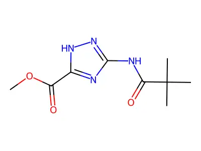 methyl 3-(2,2-dimethylpropanoylamino)-1H-1,2,4-triazole-5-carboxylate structure