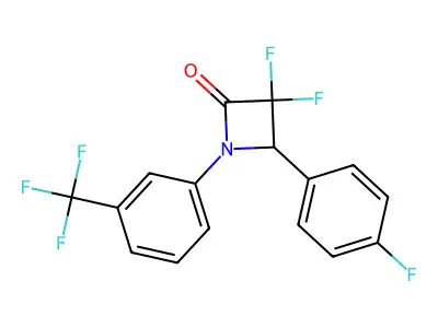3,3-Difluoro-4-(4-fluorophenyl)-1-[3-(trifluoromethyl)phenyl]azetidin-2-one structure