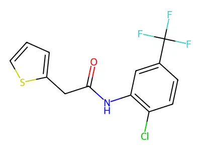N-[2-chloro-5-(trifluoromethyl)phenyl]-2-thiophen-2-ylacetamide structure
