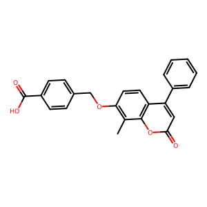4-{[(8-methyl-2-oxo-4-phenyl-2H-chromen-7-yl)oxy]methyl}benzoic acid structure