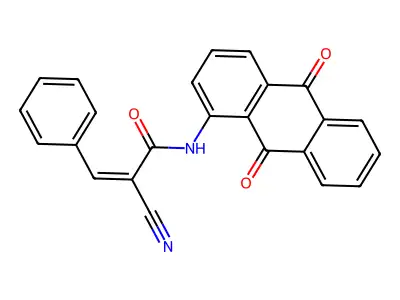 2-cyano-N-(9,10-dioxoanthracen-1-yl)-3-phenylprop-2-enamide structure