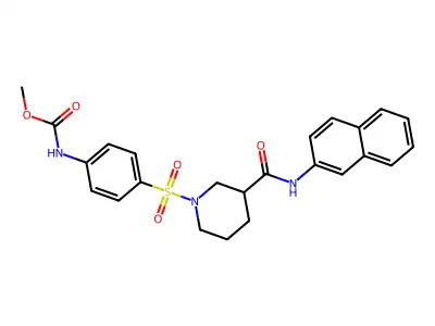 Methyl (4-((3-(naphthalen-2-ylcarbamoyl)piperidin-1-yl)sulfonyl)phenyl)carbamate structure