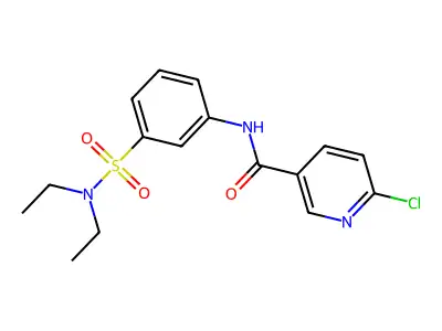 6-chloro-N-[3-(diethylsulfamoyl)phenyl]pyridine-3-carboxamide structure