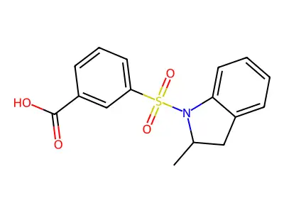 3-((2-methyl-2,3-dihydro-1H-indol-1-yl)sulfonyl)benzoic acid structure