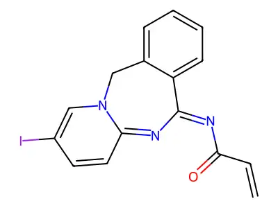 N-{14-iodo-1,10-diazatricyclo[9.4.0.0,3,8]pentadeca-3,5,7,10,12,14-hexaen-9-ylidene}prop-2-enamide structure