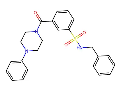 N-benzyl-3-(4-phenylpiperazine-1-carbonyl)benzenesulfonamide structure