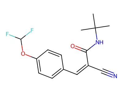 N-tert-butyl-2-cyano-3-[4-(difluoromethoxy)phenyl]prop-2-enamide structure