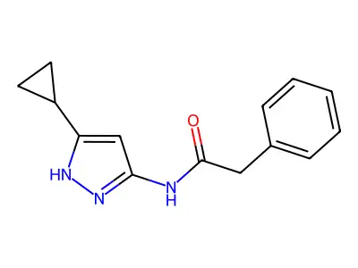 N-(5-cyclopropyl-1H-pyrazol-3-yl)-2-phenylacetamide structure