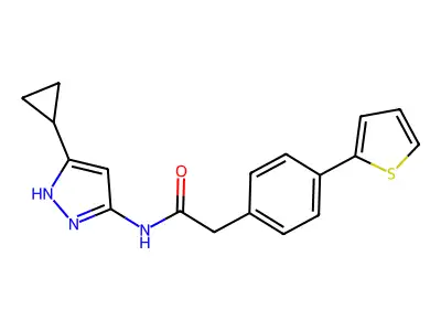 N-(3-Cyclopropyl-1h-Pyrazol-5-Yl)-2-[4-(Thiophen-2-Yl)phenyl]acetamide structure