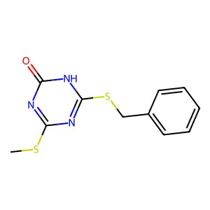 6-benzylsulfanyl-4-methylsulfanyl-1H-1,3,5-triazin-2-one structure