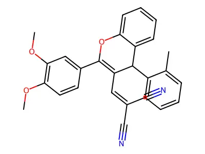 2-[2-(3,4-Dimethoxy-phenyl)-4-o-tolyl-4H-chromen-3-ylmethylene]-malononitrile structure