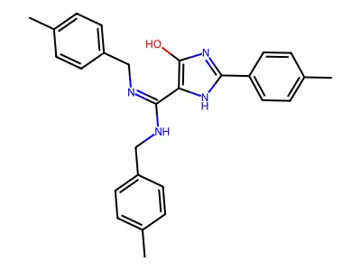 4-[bis({[(4-methylphenyl)methyl]amino})methylidene]-2-(4-methylphenyl)-4,5-dihydro-1H-imidazol-5-one structure