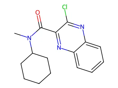 3-chloro-N-cyclohexyl-N-methylquinoxaline-2-carboxamide structure