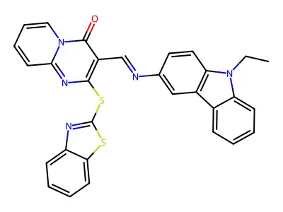 2-(2-Benzothiazolylthio)-3-[[(9-ethyl-9H-carbazol-3-yl)imino]methyl]-4H-pyrido[1,2-a]pyrimidin-4-one structure