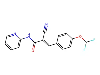 2-cyano-3-[4-(difluoromethoxy)phenyl]-N-(pyridin-2-yl)prop-2-enamide structure