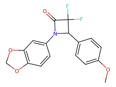 1-(1,3-Benzodioxol-5-yl)-3,3-difluoro-4-(4-methoxyphenyl)azetidin-2-one structure