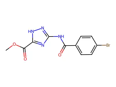 methyl 3-[(4-bromobenzoyl)amino]-1H-1,2,4-triazole-5-carboxylate structure
