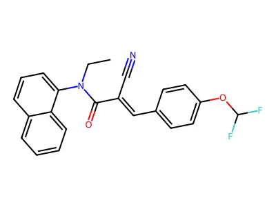 (E)-2-cyano-3-[4-(difluoromethoxy)phenyl]-N-ethyl-N-naphthalen-1-ylprop-2-enamide structure