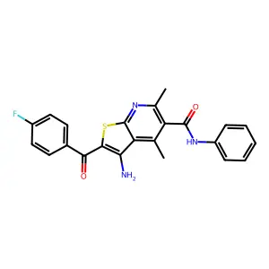 3-amino-2-(4-fluorobenzoyl)-4,6-dimethyl-N-phenylthieno[2,3-b]pyridine-5-carboxamide structure