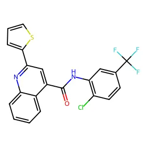 N-[2-chloro-5-(trifluoromethyl)phenyl]-2-thiophen-2-ylquinoline-4-carboxamide structure