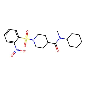 N-cyclohexyl-N-methyl-1-(2-nitrophenyl)sulfonylpiperidine-4-carboxamide structure