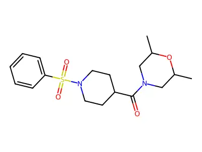 (2,6-Dimethylmorpholino)[1-(phenylsulfonyl)-4-piperidinyl]methanone structure