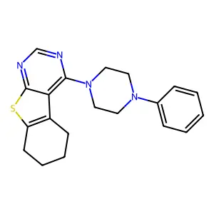 4-(4-Phenylpiperazin-1-yl)-5,6,7,8-tetrahydro[1]benzothieno[2,3-d]pyrimidine structure