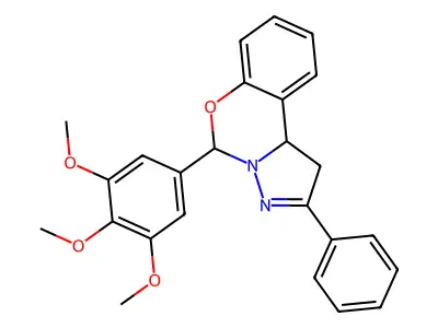 2-Phenyl-5-(3,4,5-trimethoxyphenyl)-1,10b-dihydropyrazolo[1,5-c][1,3]benzoxazine structure