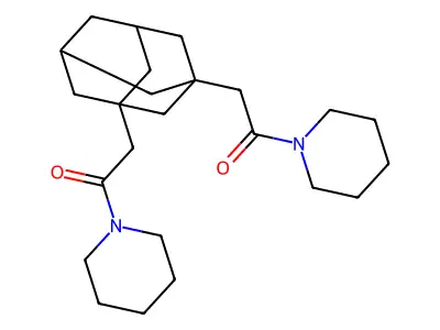2-[3-(2-Oxo-2-piperidylethyl)adamantanyl]-1-piperidylethan-1-one structure