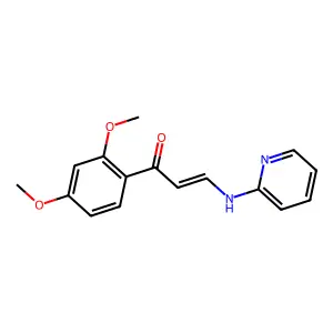 (E)-1-(2,4-dimethoxyphenyl)-3-(pyridin-2-ylamino)prop-2-en-1-one structure