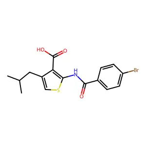2-[(4-Bromobenzoyl)amino]-4-(2-methylpropyl)thiophene-3-carboxylic acid structure