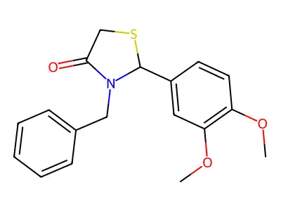 3-Benzyl-2-(3,4-dimethoxyphenyl)-1,3-thiazolidin-4-one structure